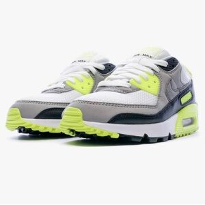 Nike Air Max 90 in White, Gray, and Neon Green